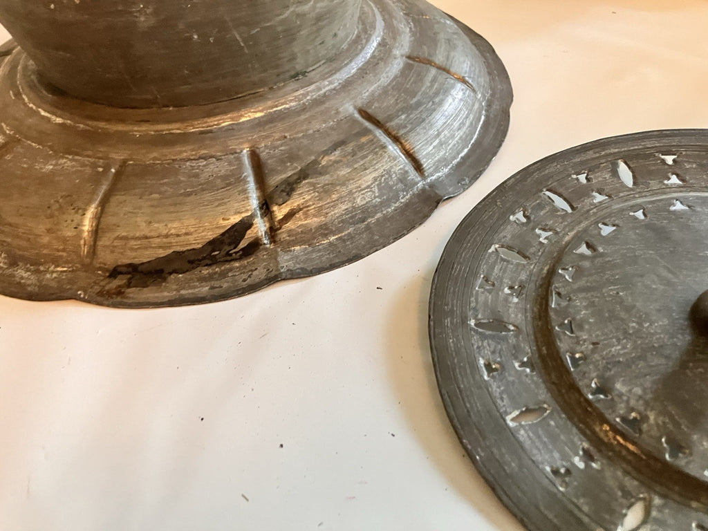 Vintage Mid Eastern Metal Etched Traveling  Basin With Lid/ Rice Pot?