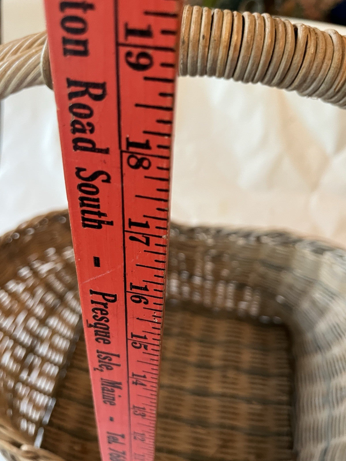 Vintage Large Gathering Basket With Rectangle Bottom, Unique Details, GUC