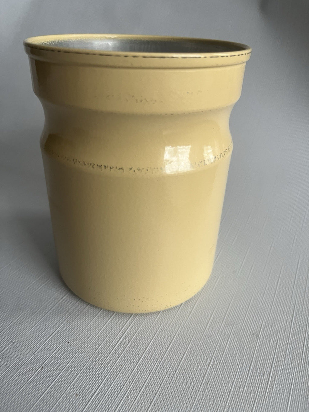 Kromex Metal Canister Set 3 Rare Beige/Brown Fruit & Vegetables w/ Plastic Lids