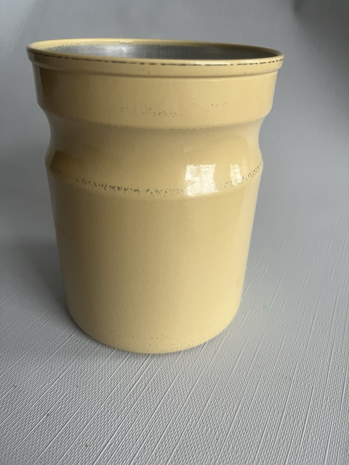Kromex Metal Canister Set 3 Rare Beige/Brown Fruit & Vegetables w/ Plastic Lids