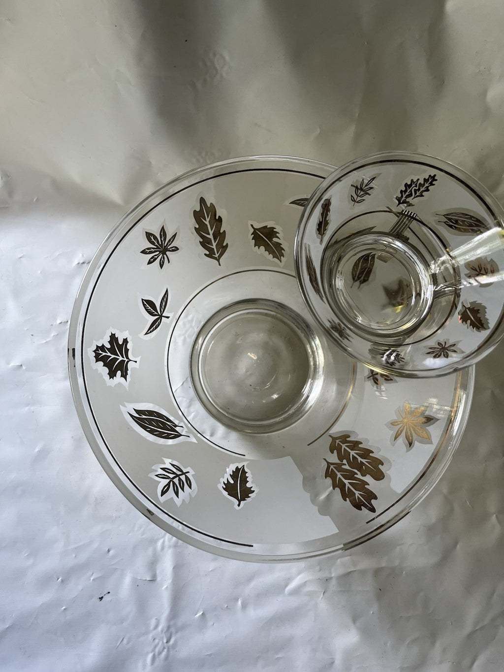 Libbey Golden Foliage Chip and Dip with Dip Holder Beautiful