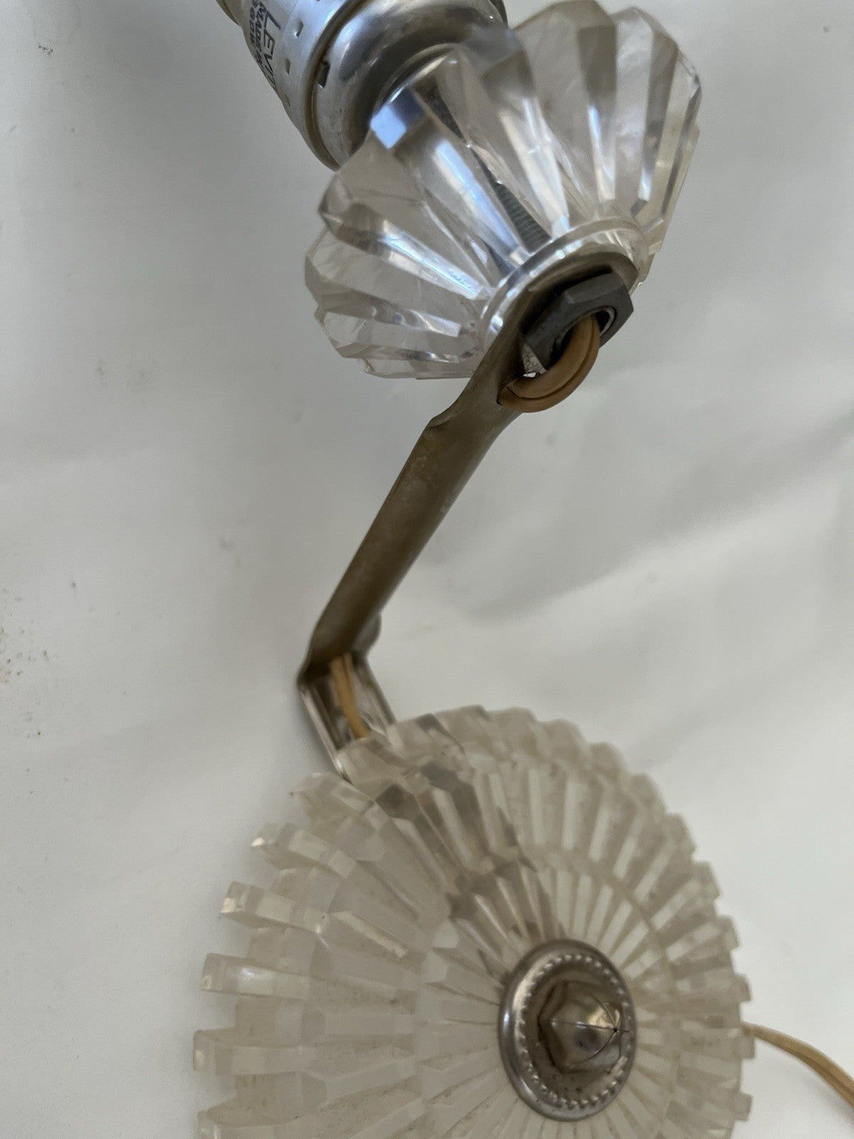 MCM/Vintage Leviton Clear Acrylic Electric Light Wall Sconce Art Deco Works!