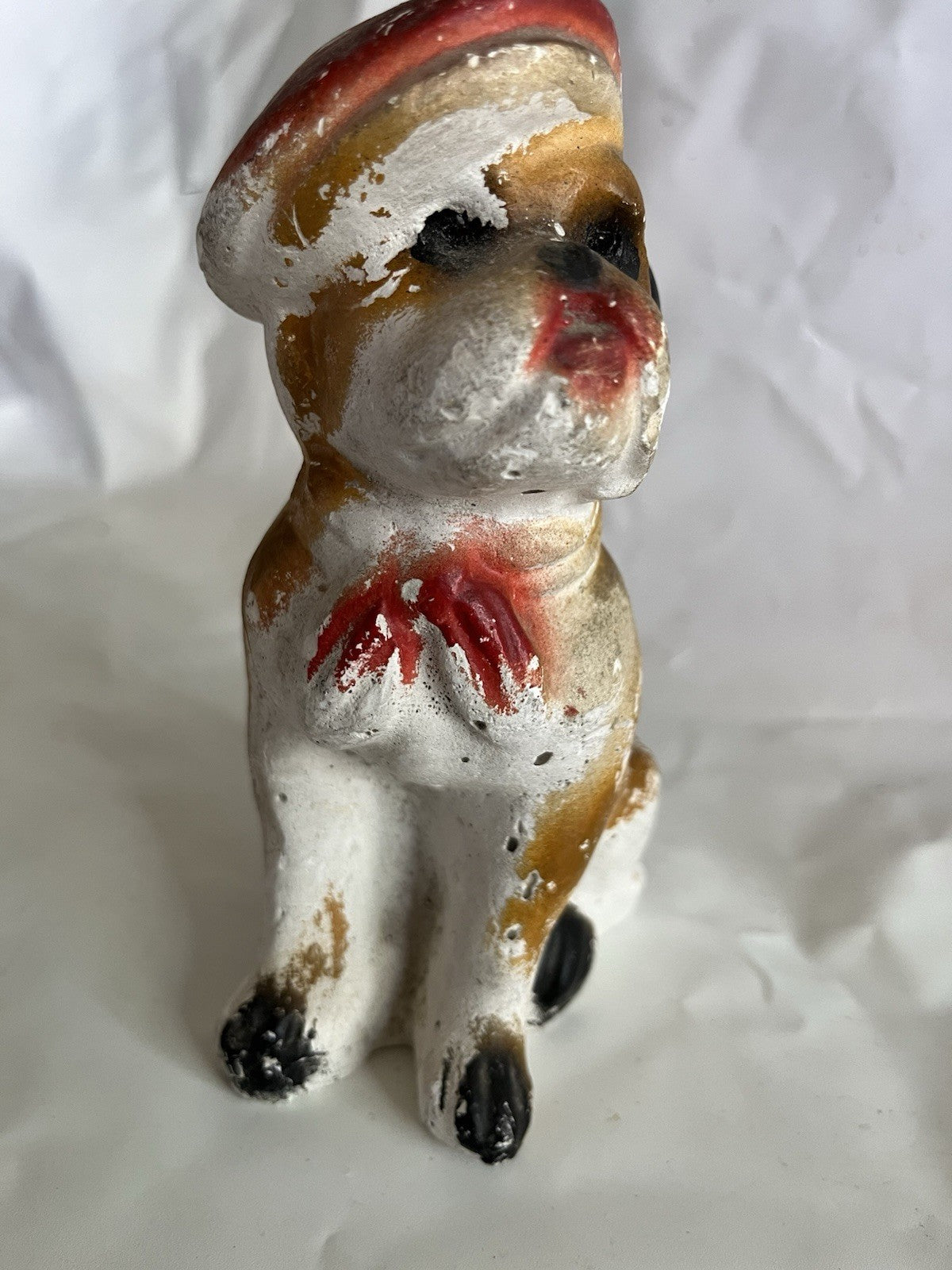 Vintage MCM Chalkware Pitbull Dog Figurine 
