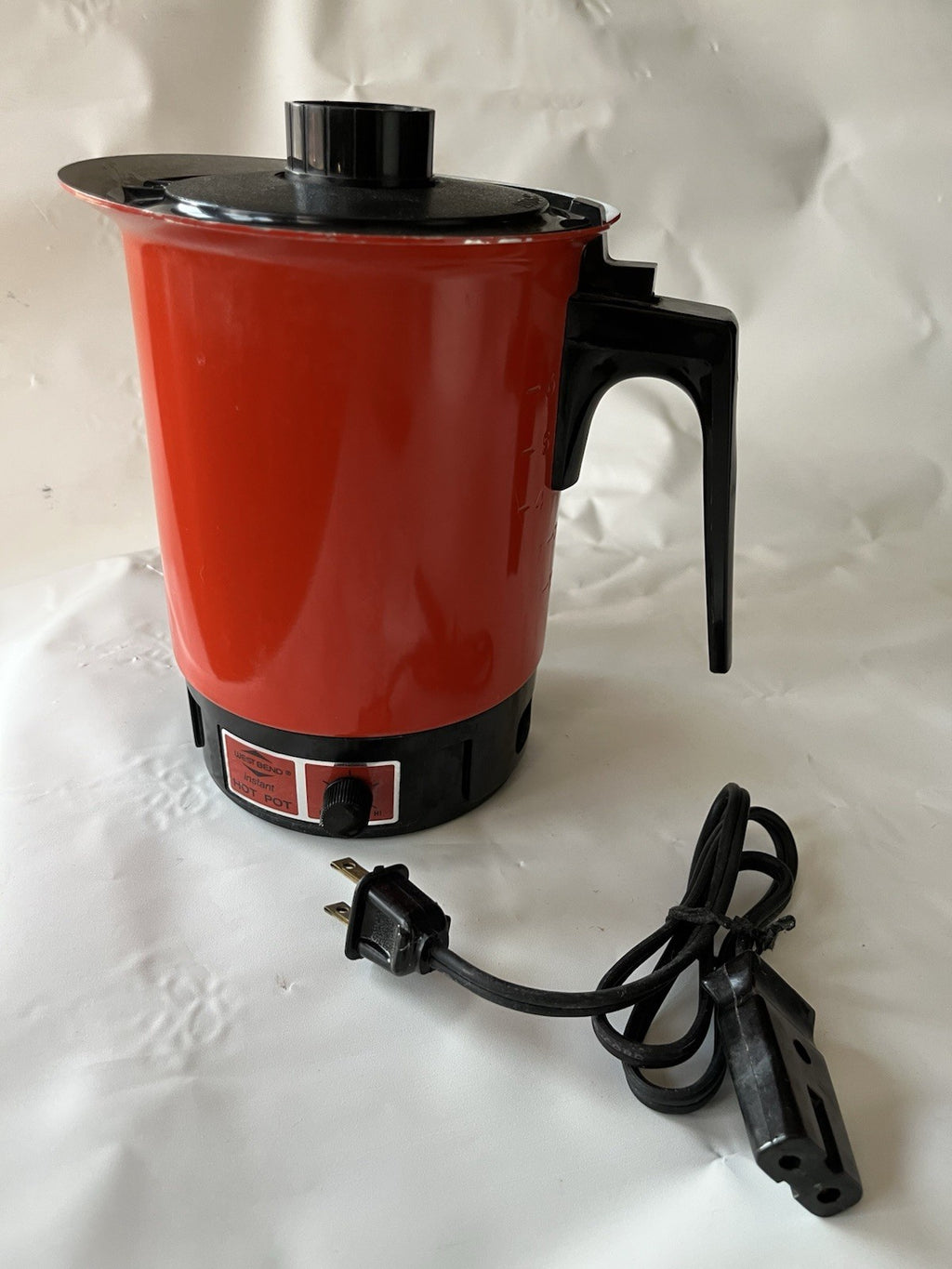 Vtg West Bend Instant Hot Pot 36 oz Retro Red Orange Electric Tea Kettle - Works