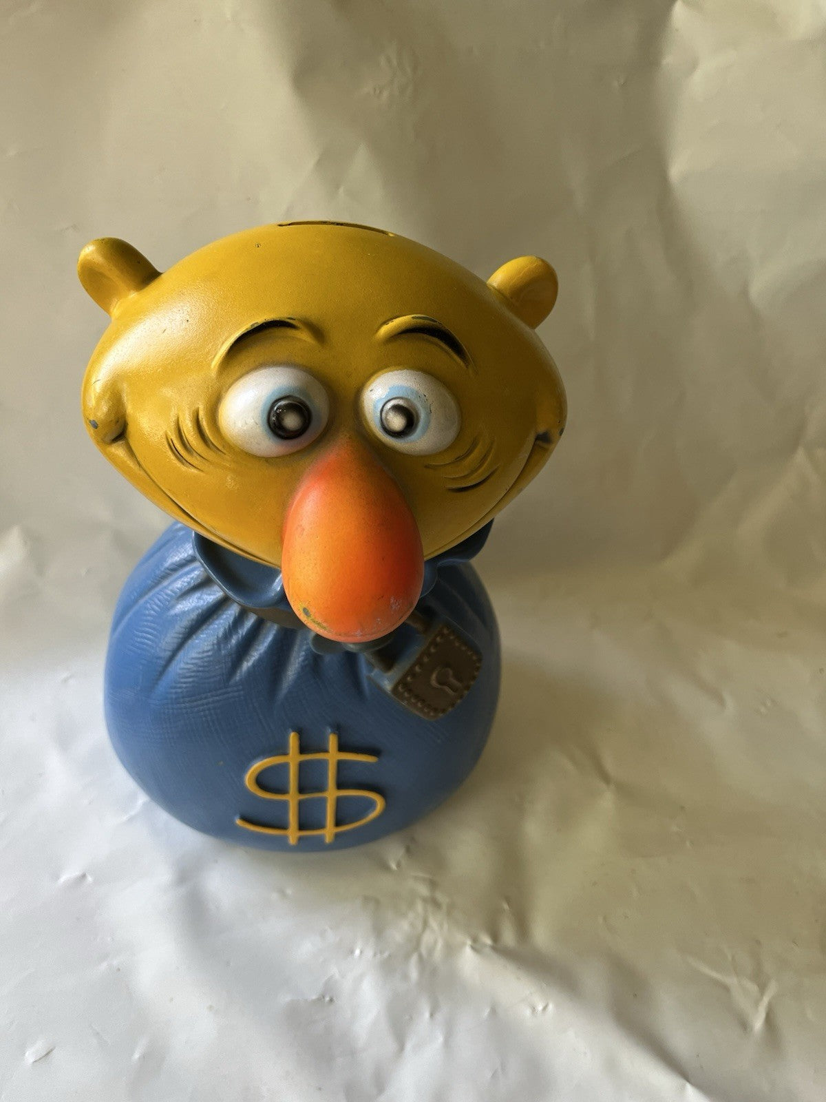 Vintage 1971 Play Pal "Moneybags" Piggy Bank Used; Stopper, Colorful. GUC