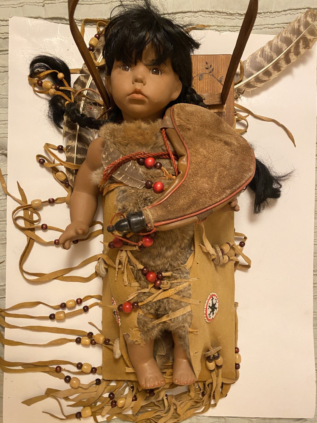 Vintage Native American Mohawk Ceramic Doll 23”