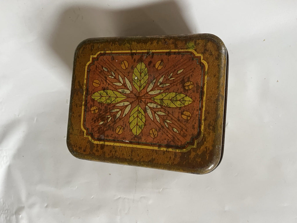 Vintage Cheinco Rectangular Tin Coffee Canister Antique Style