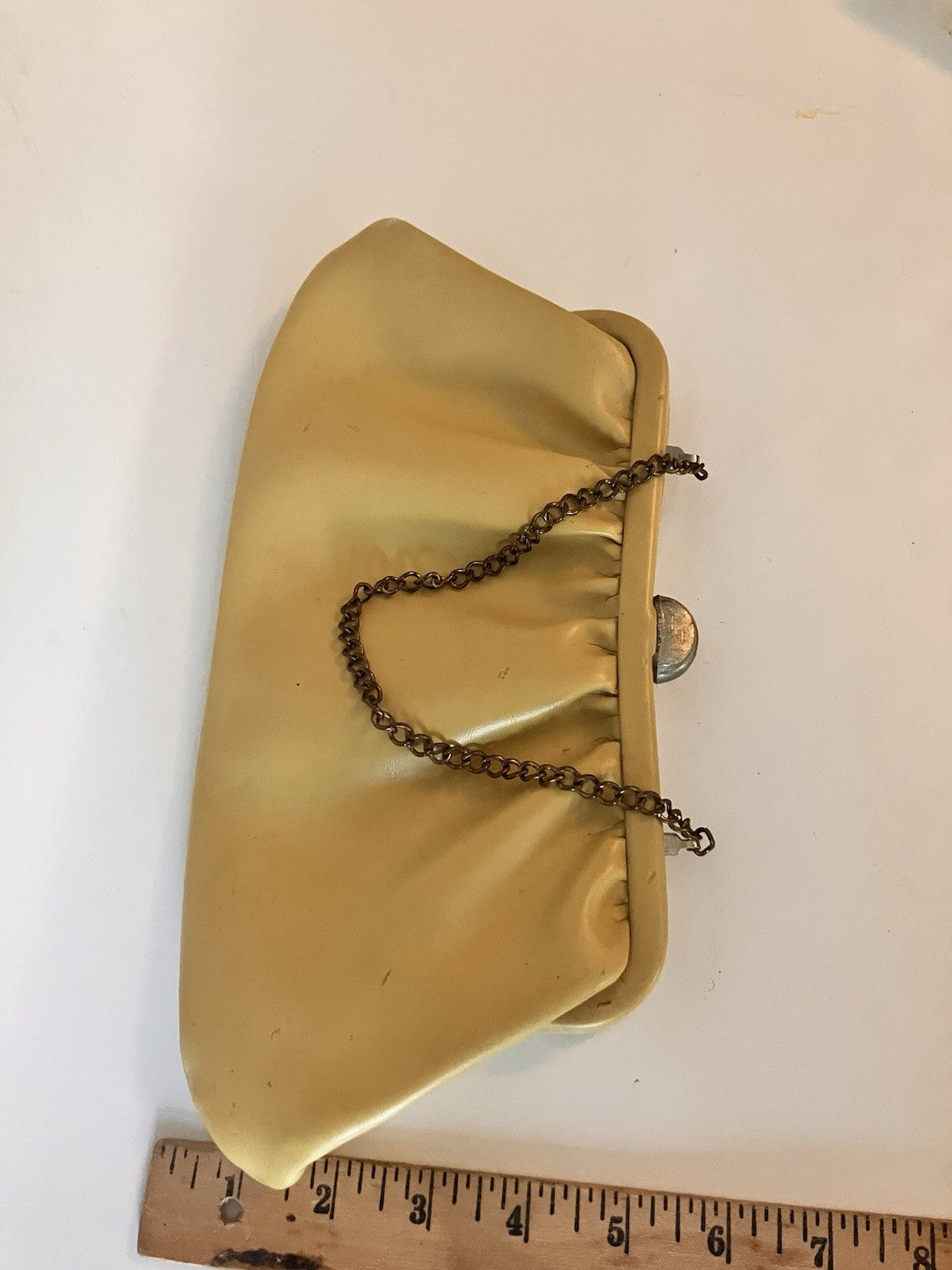 Vintage Light Yellow MCM Purse With Small Chain