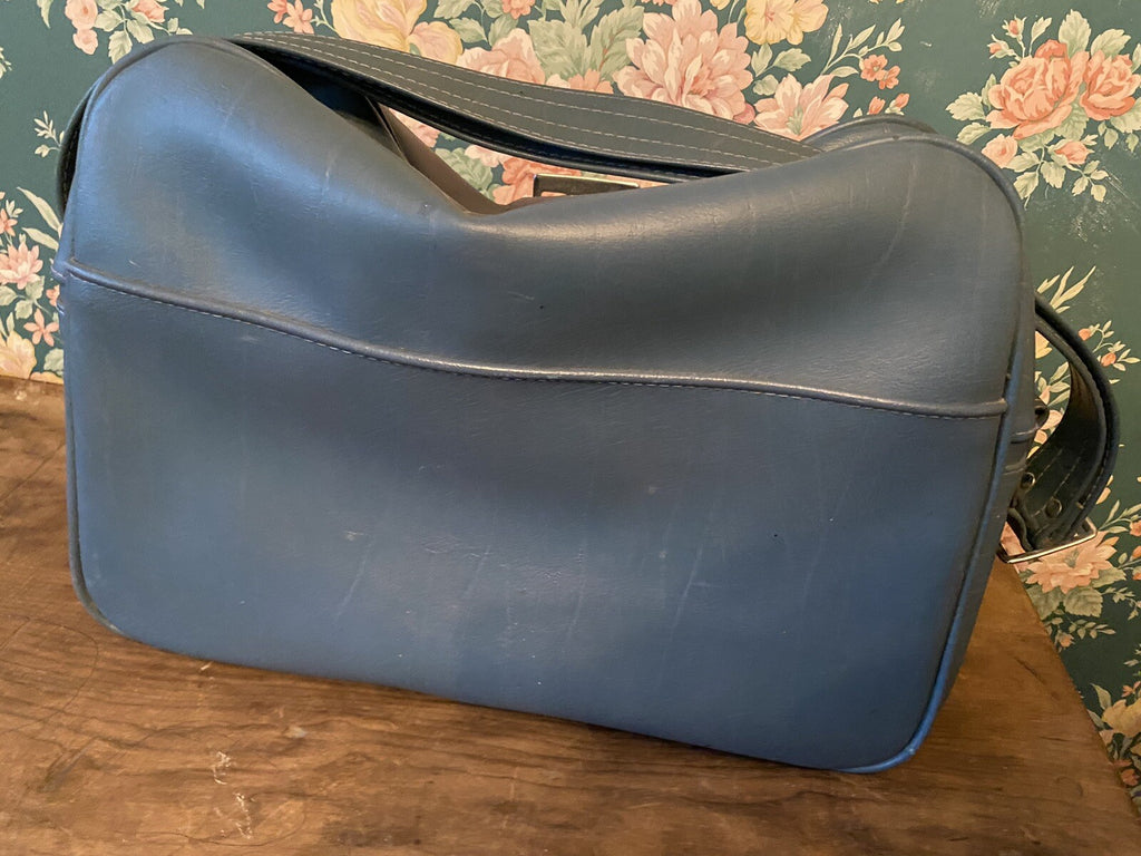 Vintage Samsonite Shoulder Travel Bag Medium Blue Mid Century