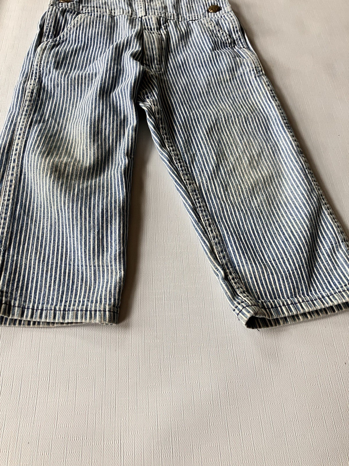 Vintage OshKosh Overalls Vestbak 3T  Bibs Pinstripe Railroad Hickory Stripe