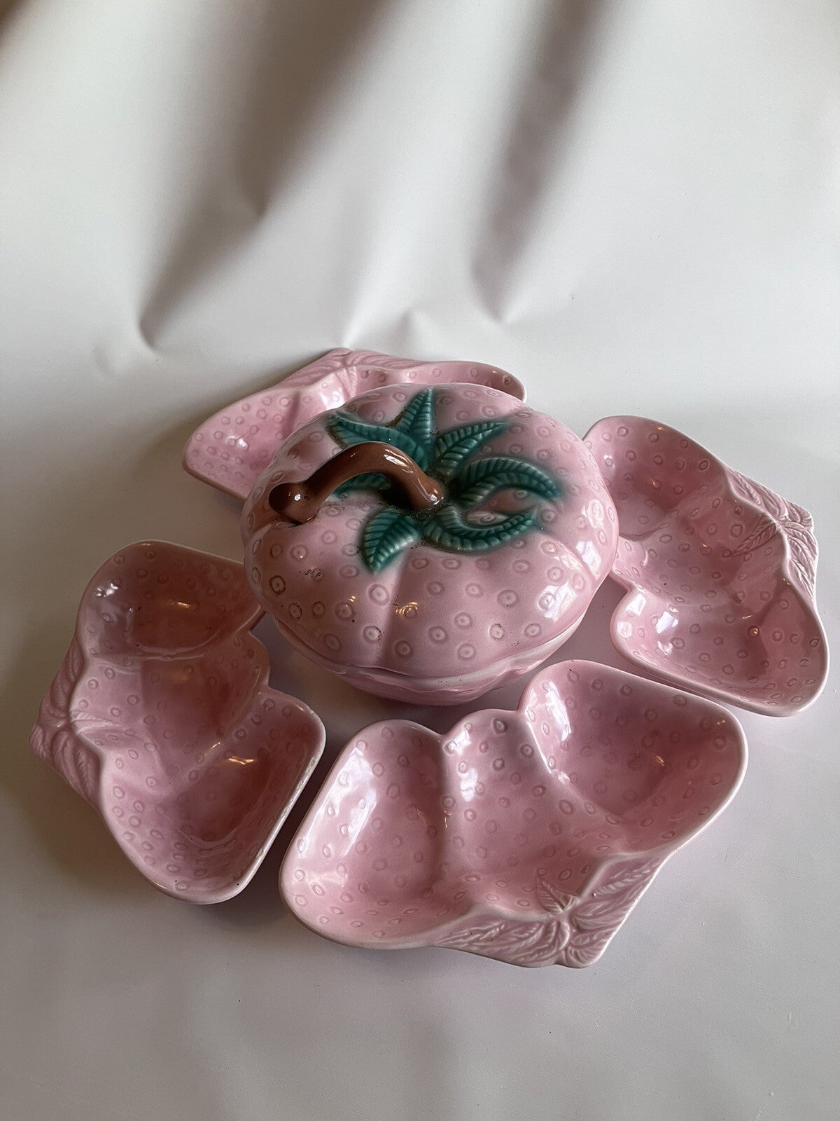 Vintage California Valley Vista Strawberry Cookie jar And Plates