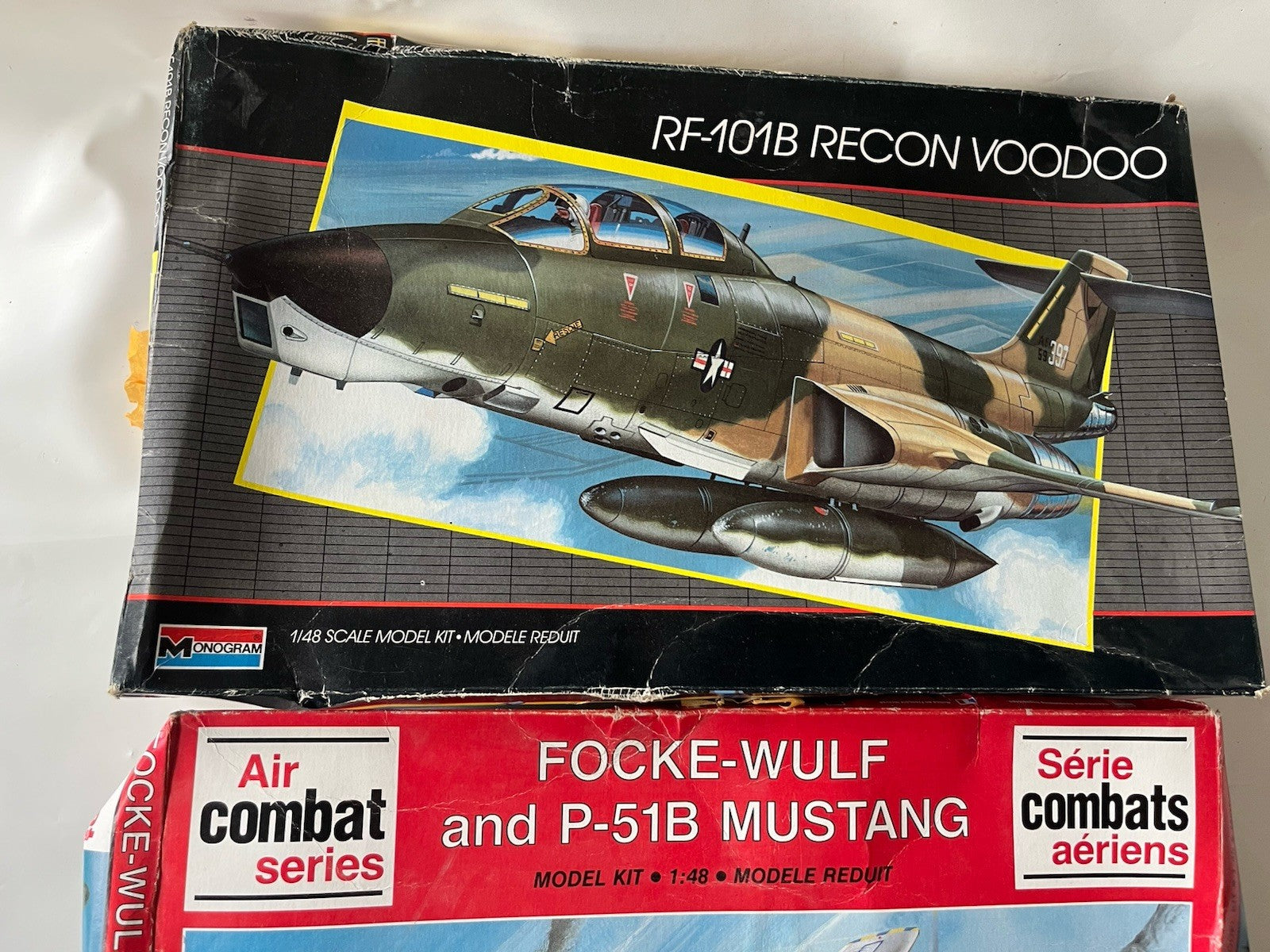 3-Vintage Model Kits  RF-101B Recon Kit; Reveal Yak-38 Forger; P-51B 1:48 Scale