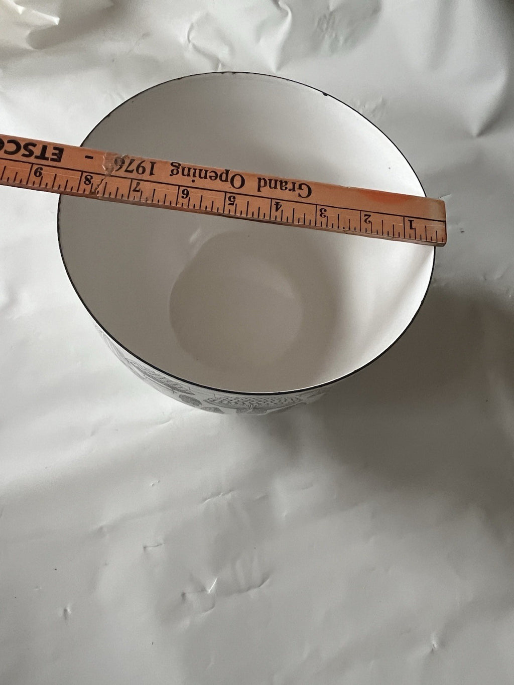 Vintage Finland Black White Enamel Mushroom Bowl Finel Wartsila Mid Century
