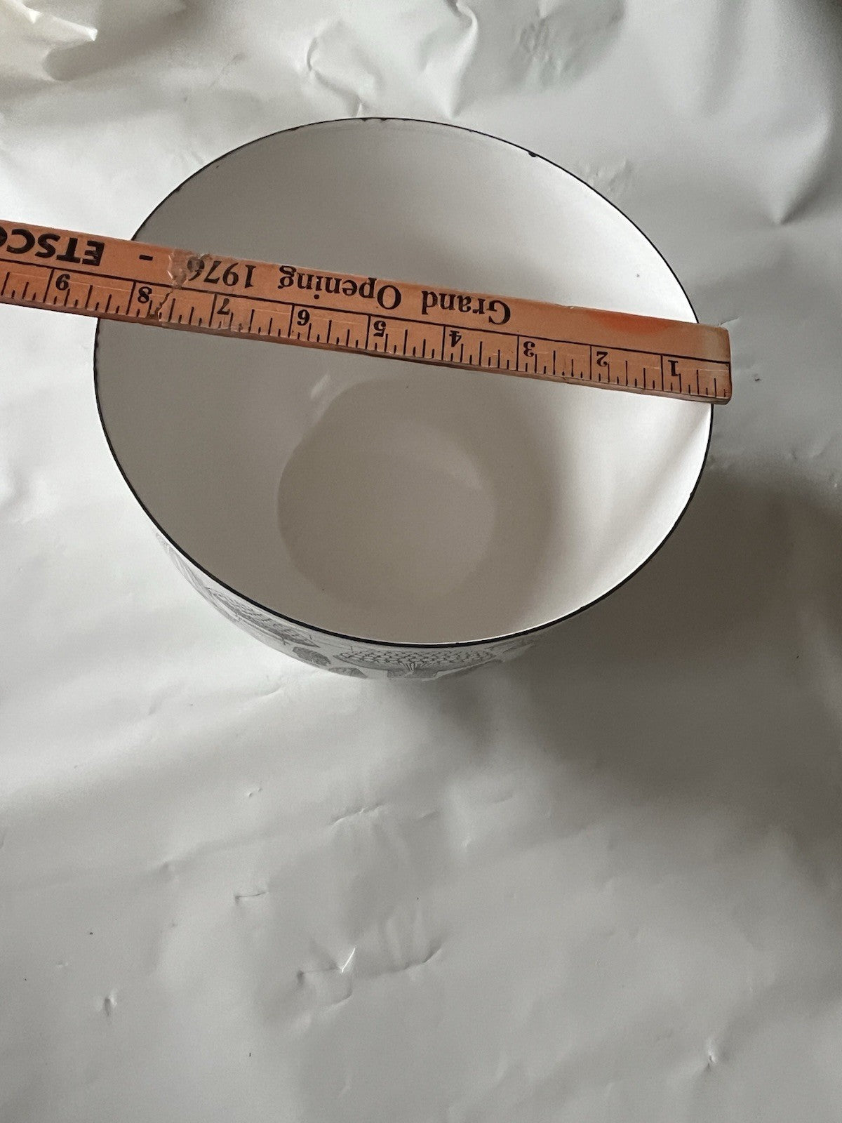 Vintage Finland Black White Enamel Mushroom Bowl Finel Wartsila Mid Century