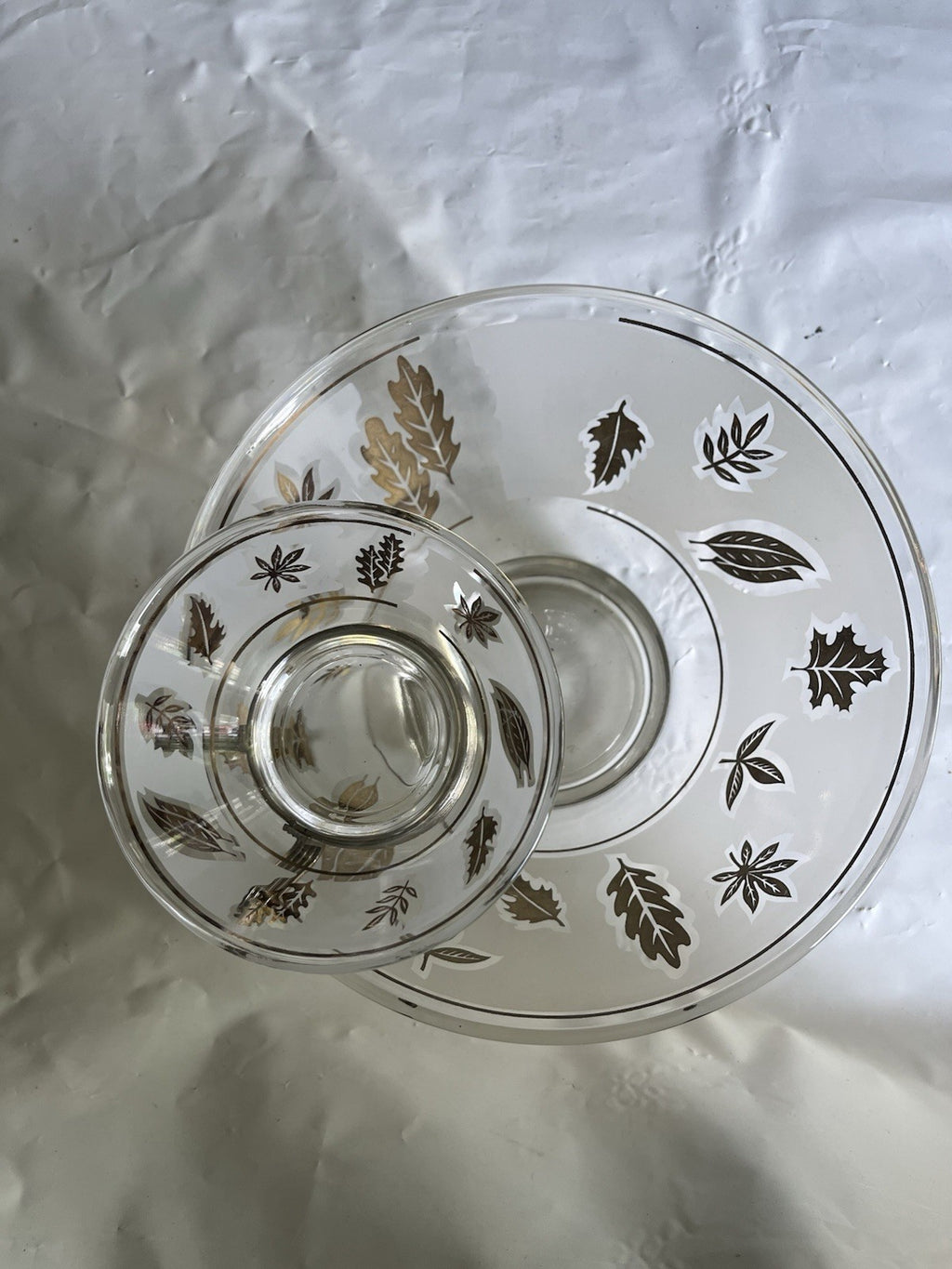 Libbey Golden Foliage Chip and Dip with Dip Holder Beautiful
