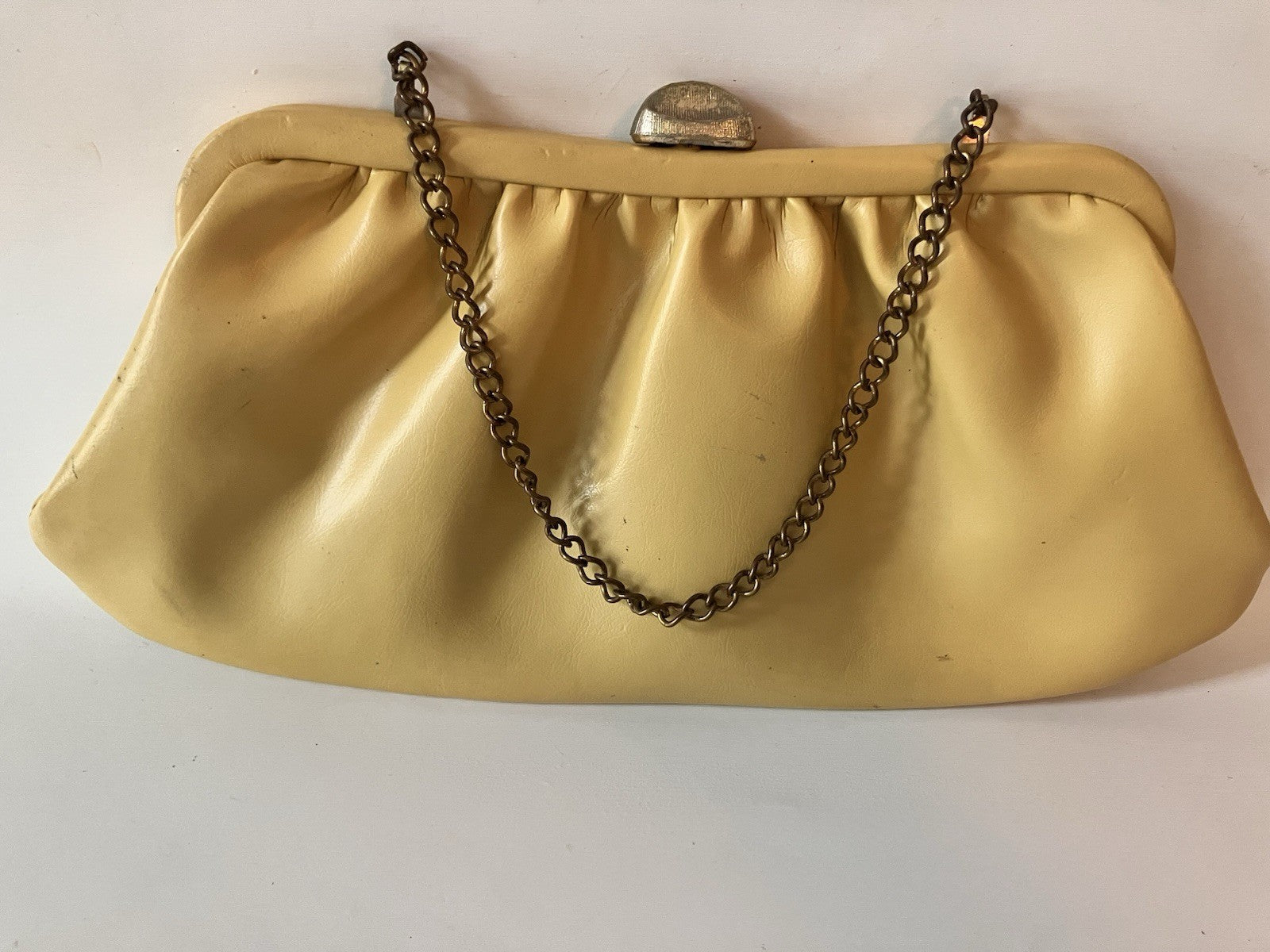 Vintage Light Yellow MCM Purse With Small Chain