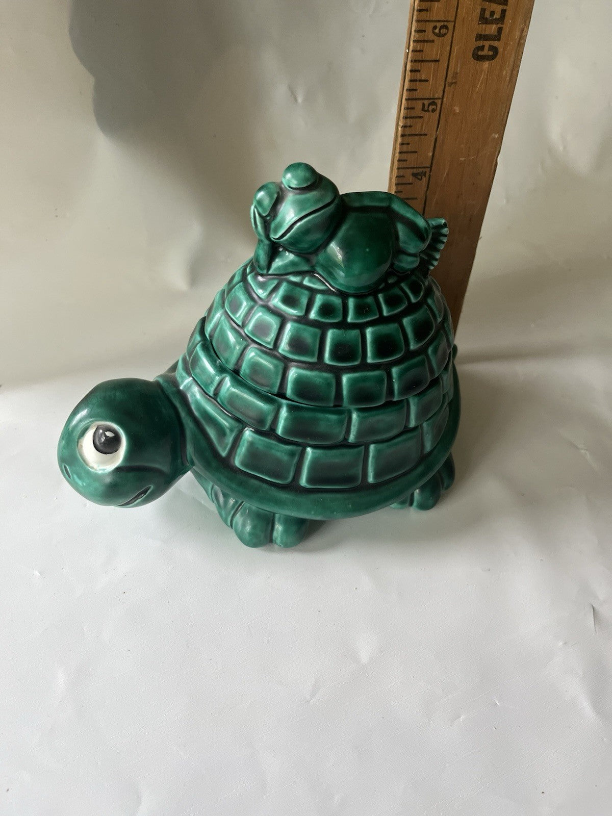 Vintage Turtle And Frog Ceramic Trinket Box; EVC
