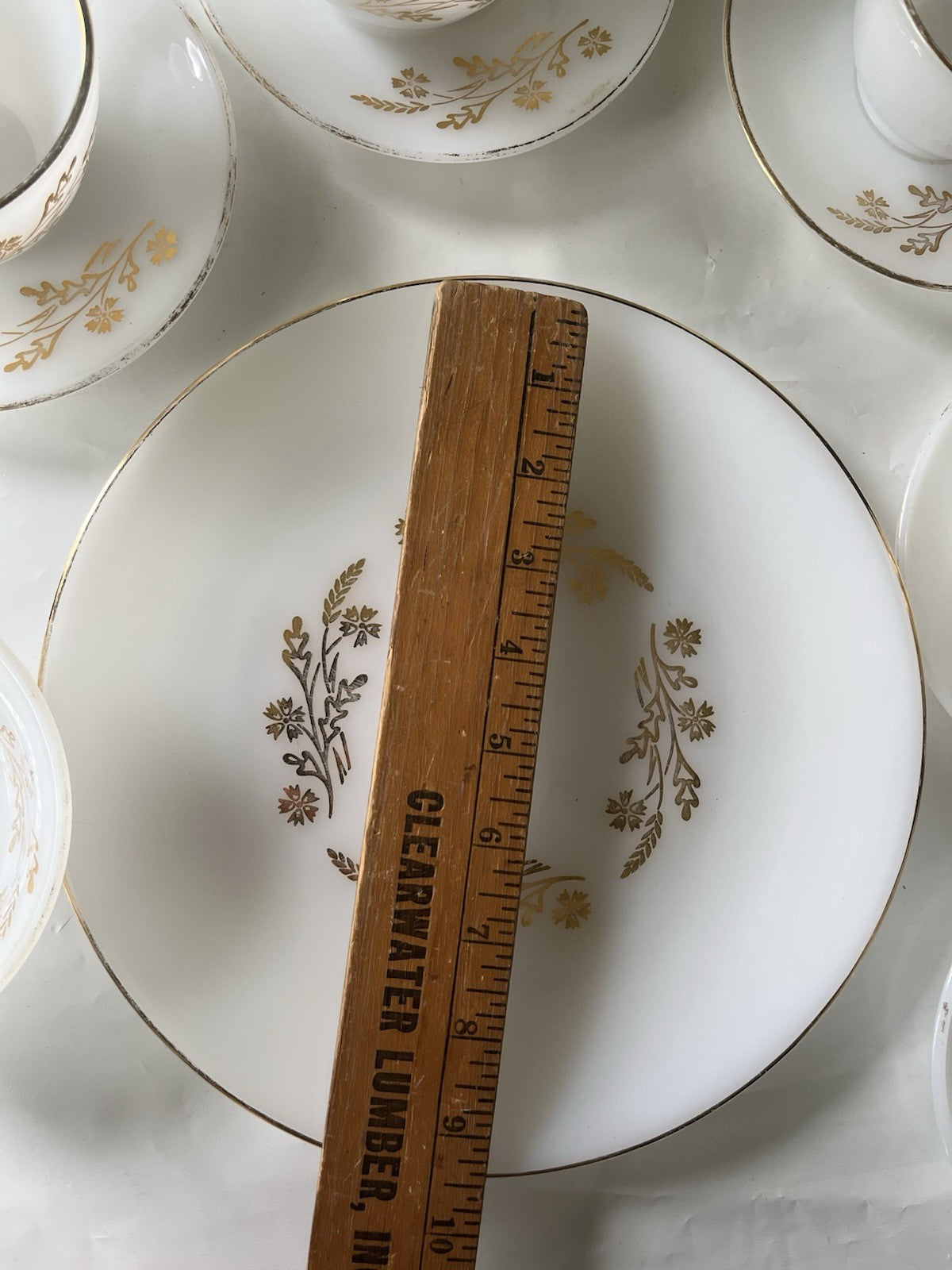 Vintage Fireking Milk Glass With Meadow Gold Detail Mix Lot, See Photos