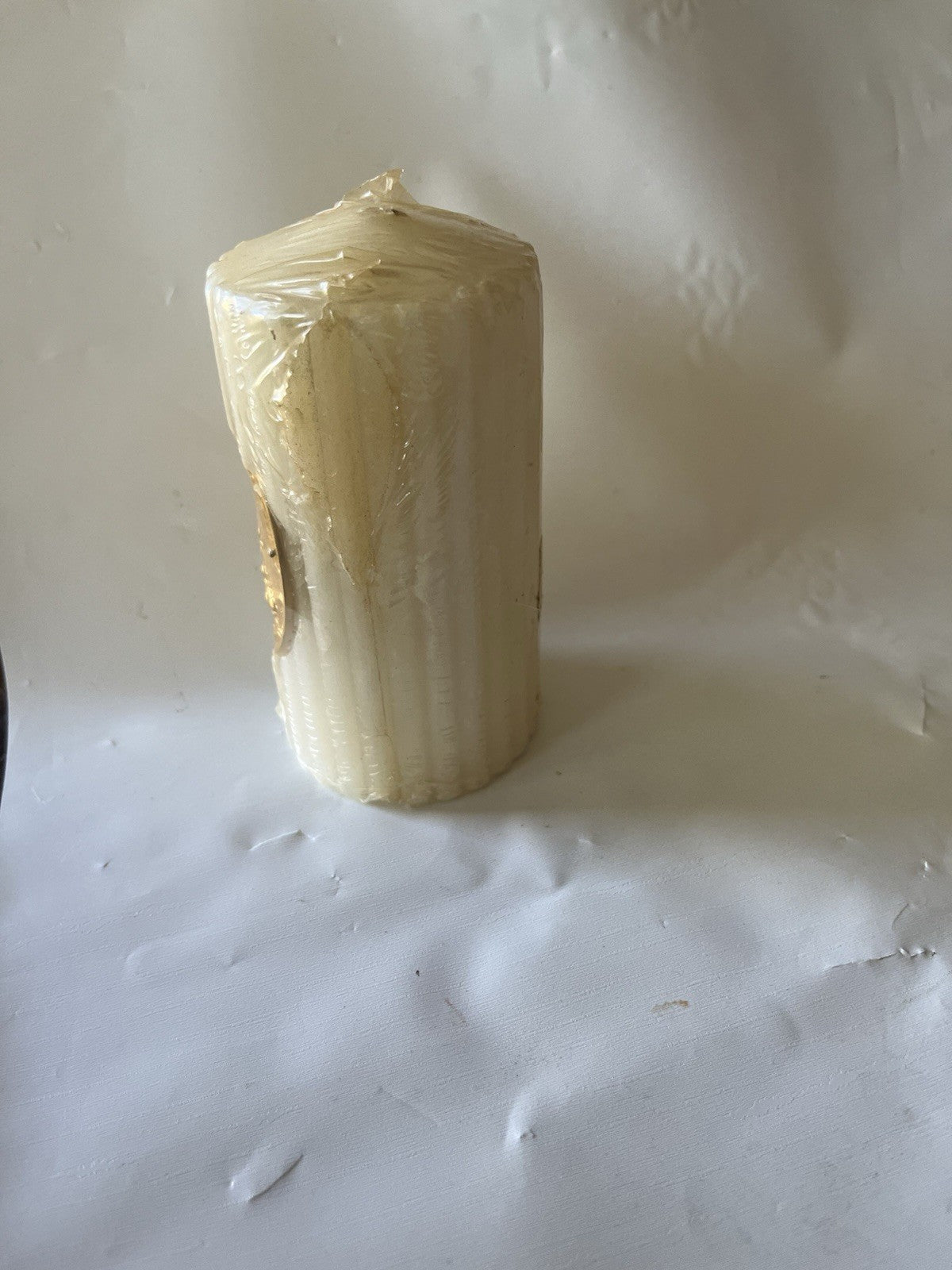 Vintage Lady Of Lourdes, Mother Mary Pillar Candle NOS Made In France 4” Tall