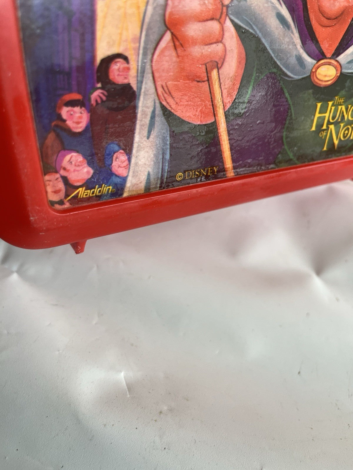 Retro 1990’s Red Aladdin Lunchbox Of Disney Hunchback Of Notre Dame