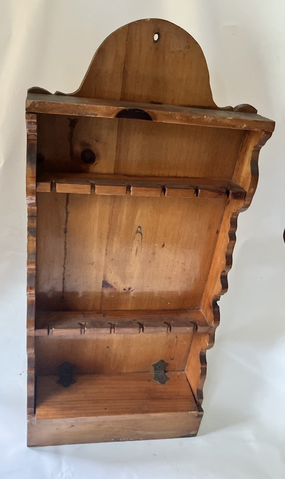 VTG Hanging Wooden Spoon Display Rack Holds 12 Spoons & Box To Hold Trinkets