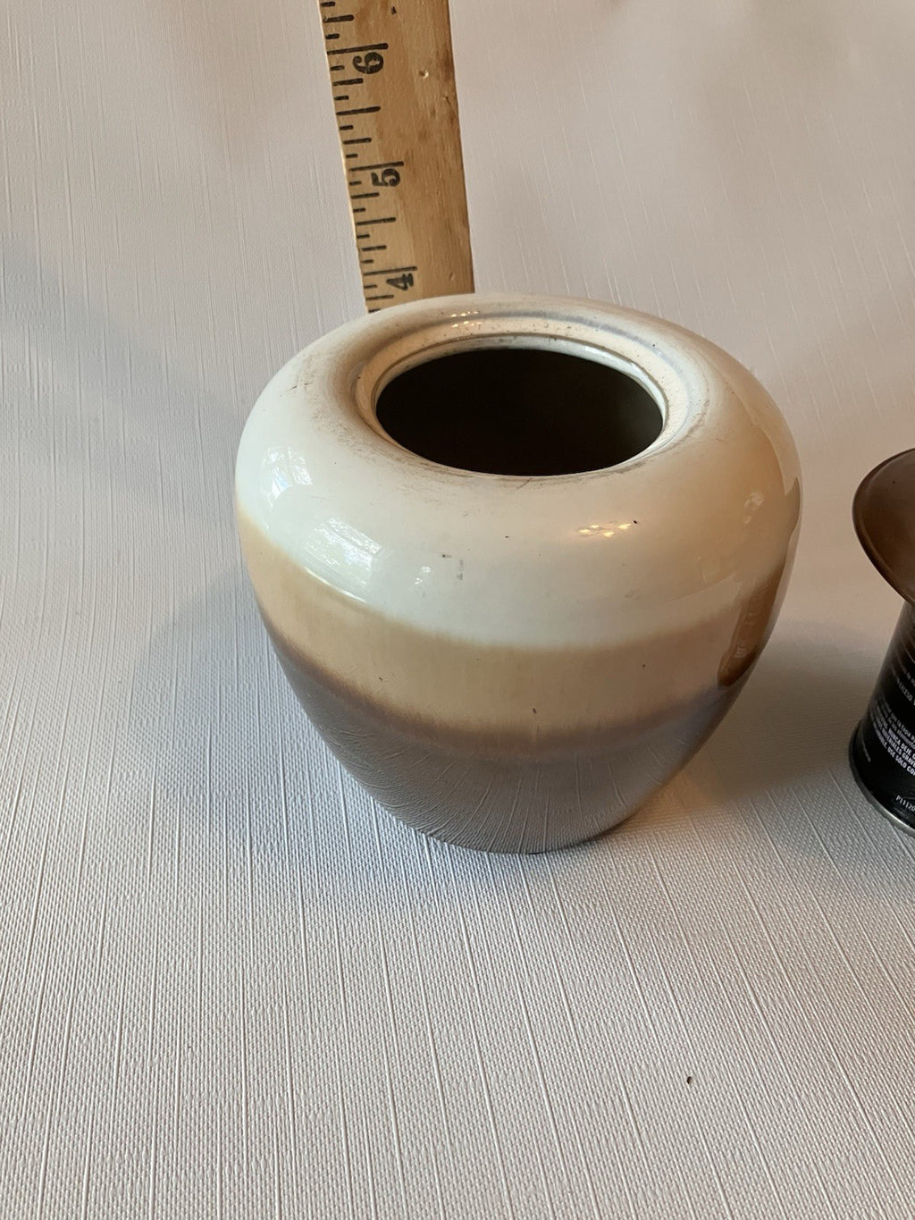 California Art Pottery Oil Lamp  With Metal Topper In Monotone Browns; EVC.