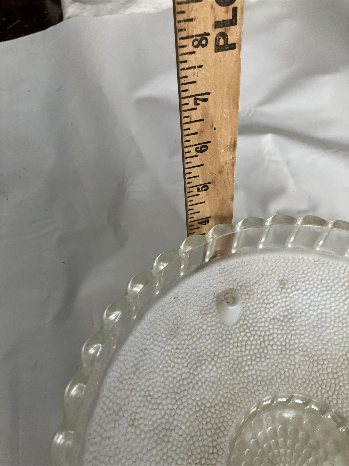 Vintage Ceiling Light Shade ‘20’s Art Deco 3 Hole White Hobnail Bubble Glass EUC