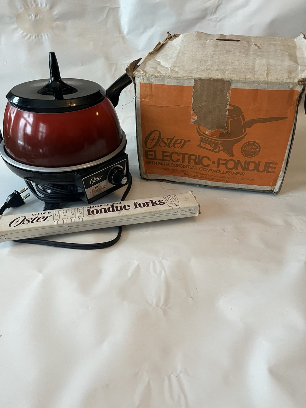 Vintage 1960s Oster Electric Fondue Complete Set With Original Box, Accessories