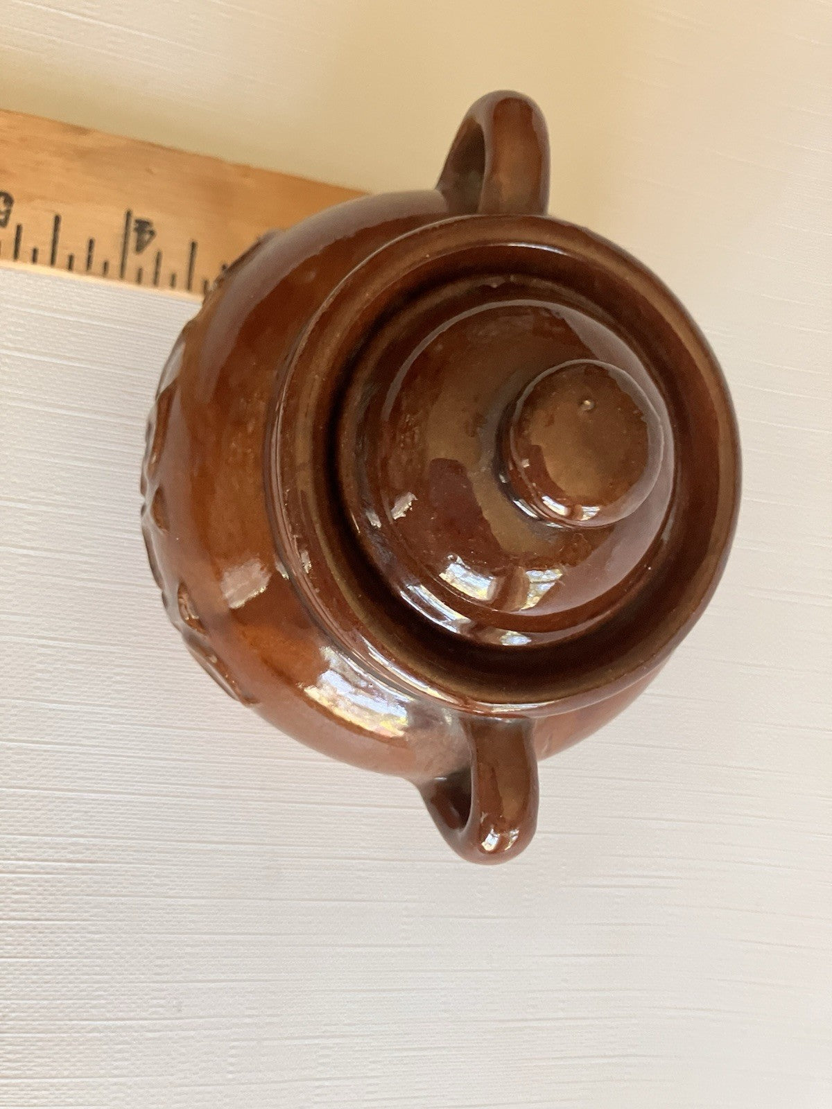 Vintage Garlic Jar Glazed Pottery 