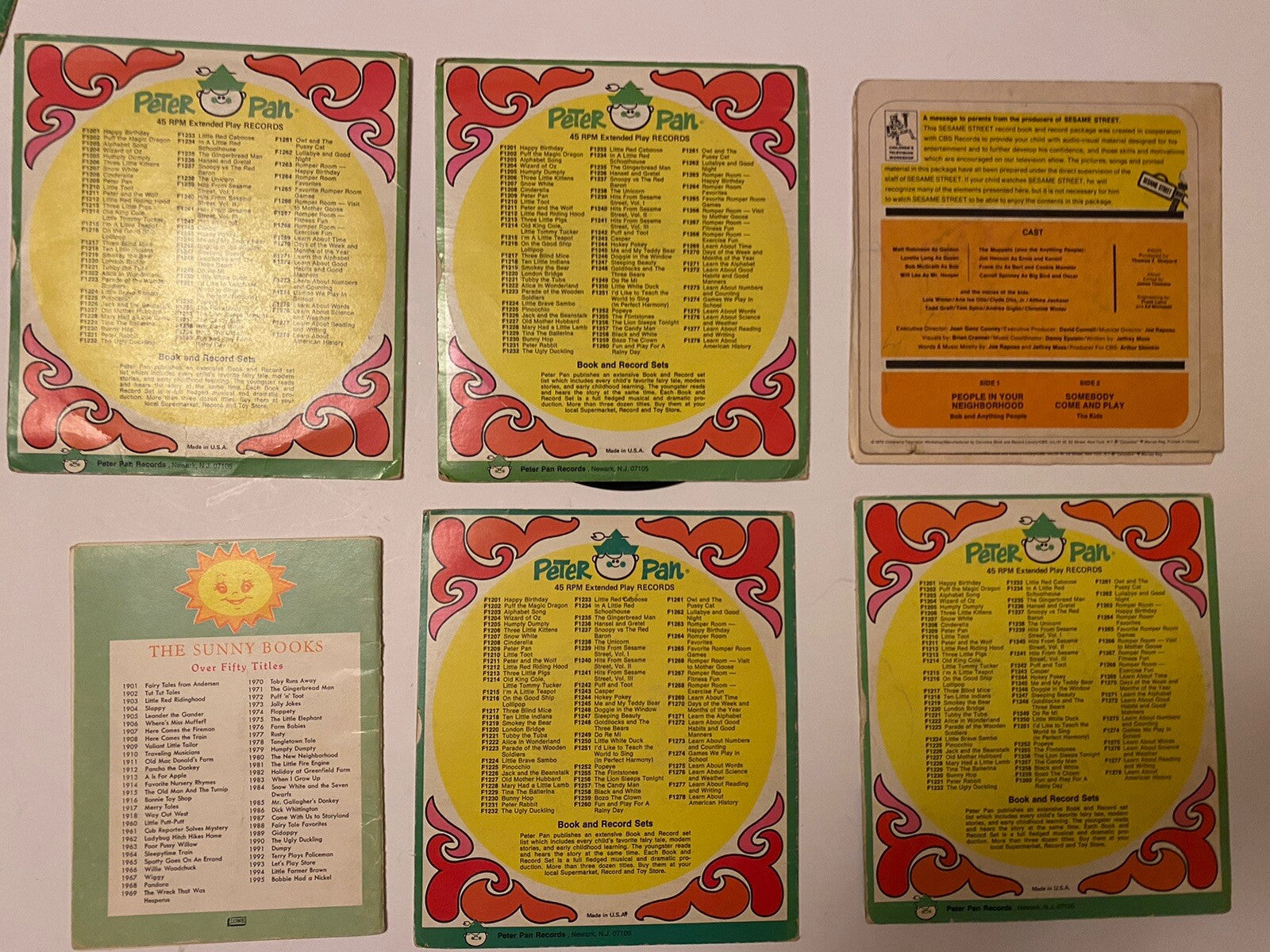 Lot of 6 Kids Books w/45 record Puff & Toot/Hansel/Sesame Street/101 Dalmations