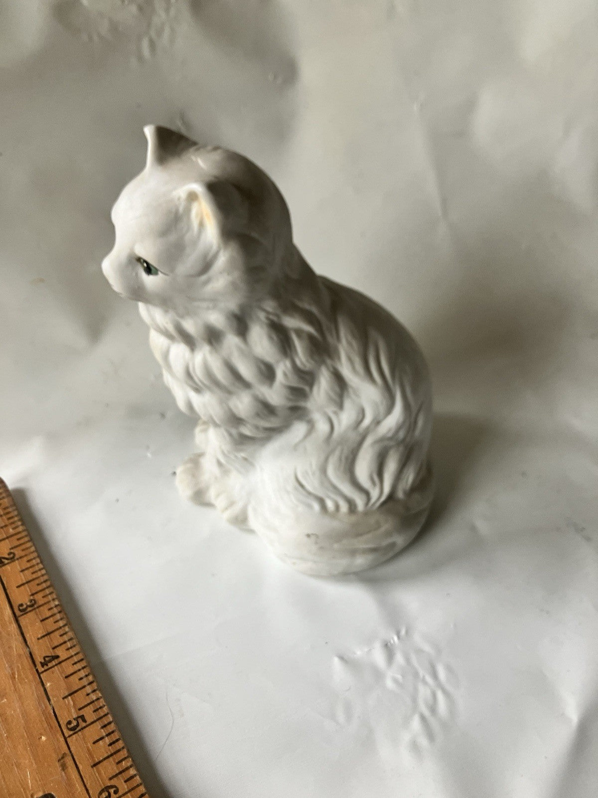Vintage White Porcelain Persian Cat Figurine 6.5” Tall