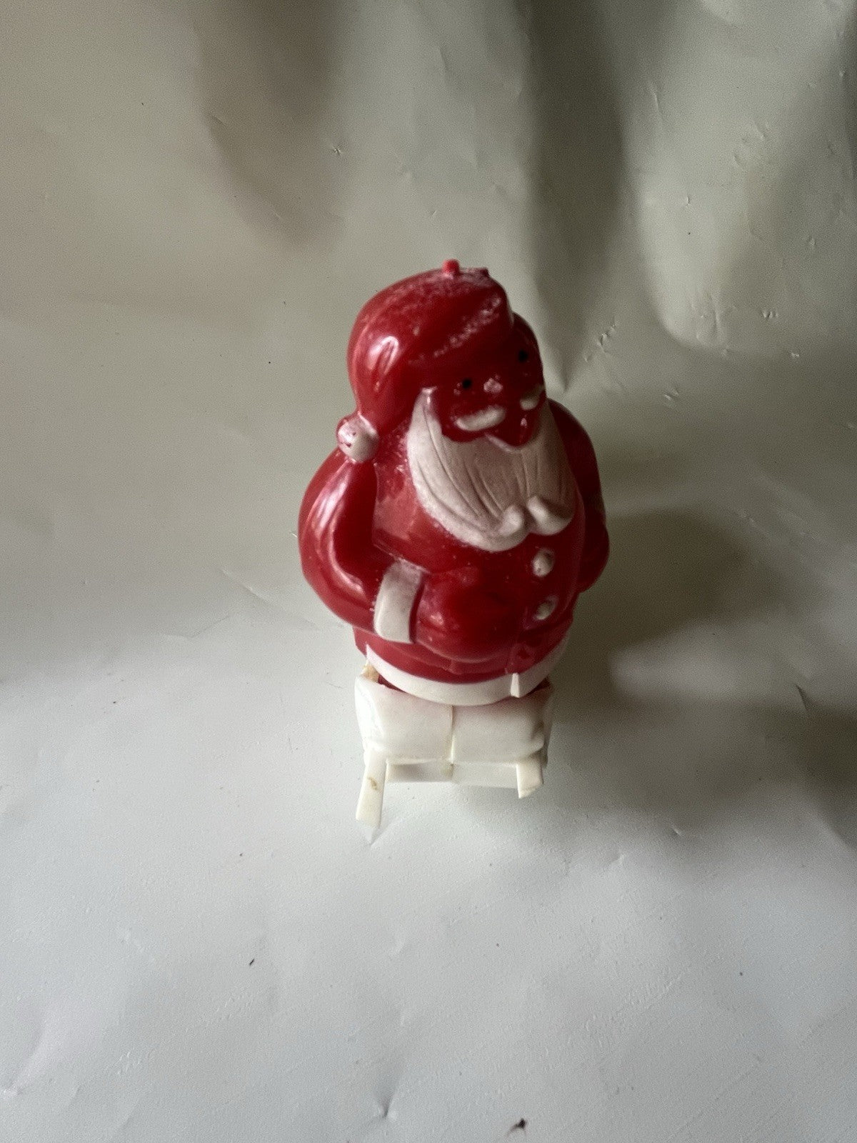 Vintage Christmas Rosbro Plastic Santa Claus White Sleigh Candy Container BROKE