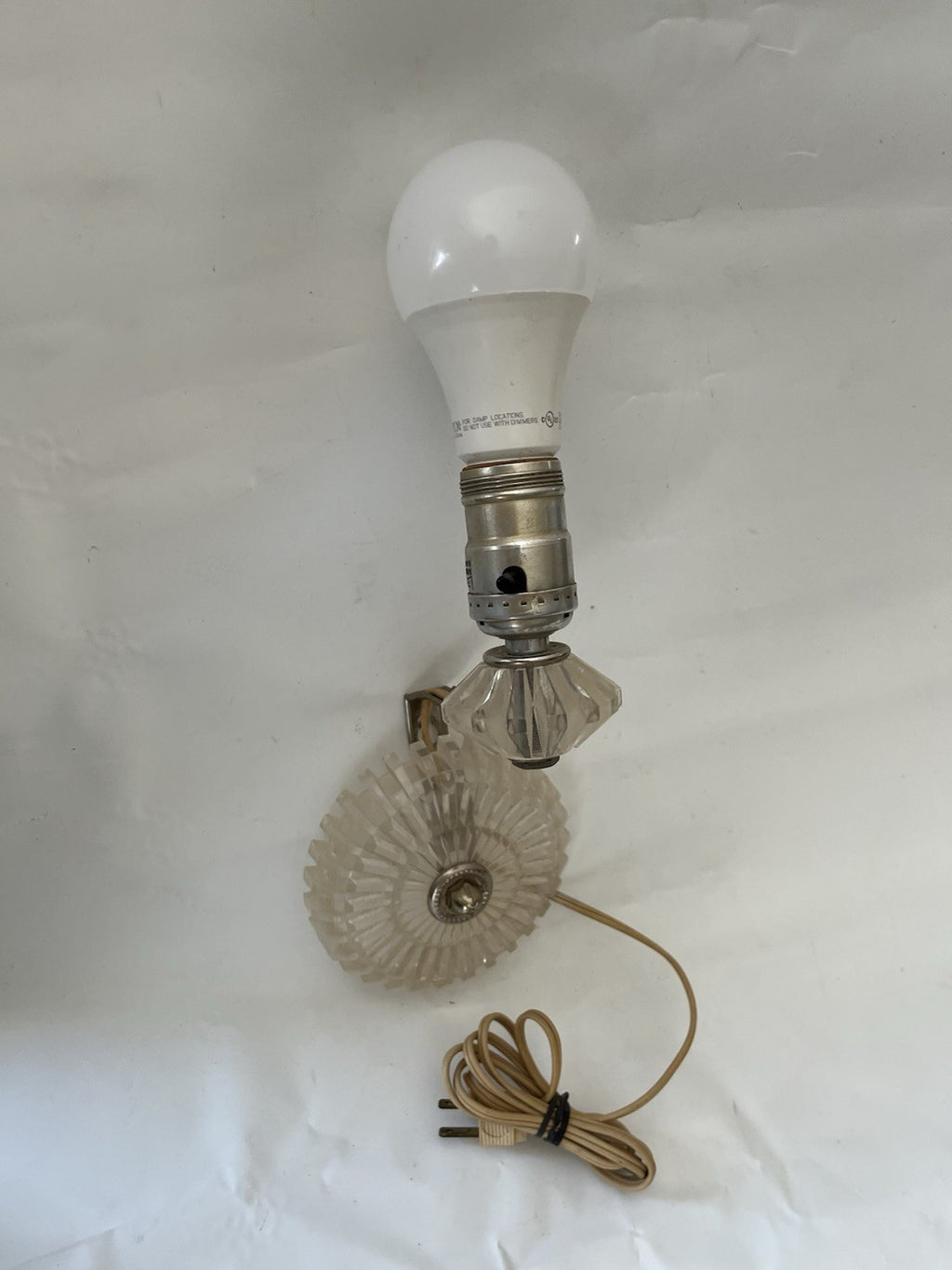 MCM/Vintage Leviton Clear Acrylic Electric Light Wall Sconce Art Deco Works!