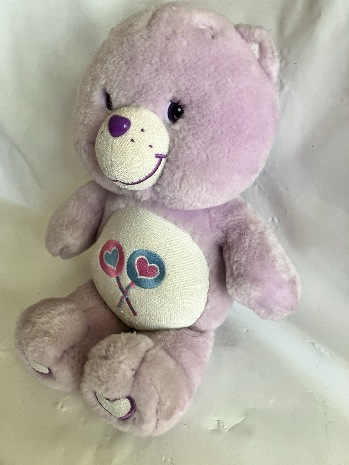 Care Bears Share Bear Plush 2002/2003 Purple Lavender Lollipops 12"