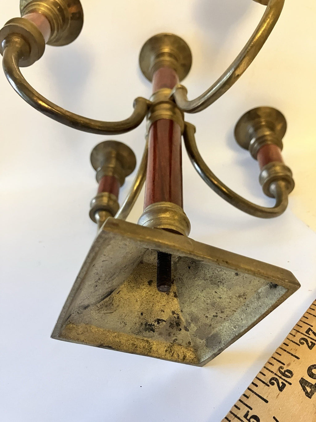 Vintage Brass 4 Arm Adjustable Candelabra With Traditional 5 Candle Capacity
