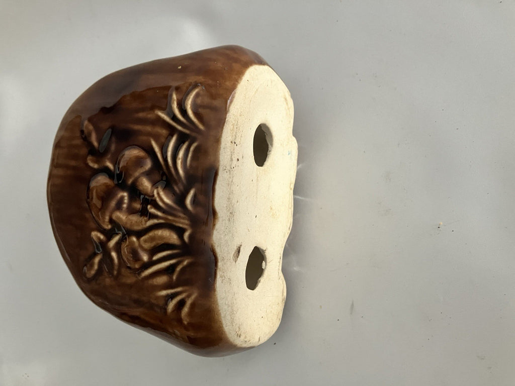 Vintage Ceramic Hand Painted Mushroom Napkin Holder Mid Century Modern