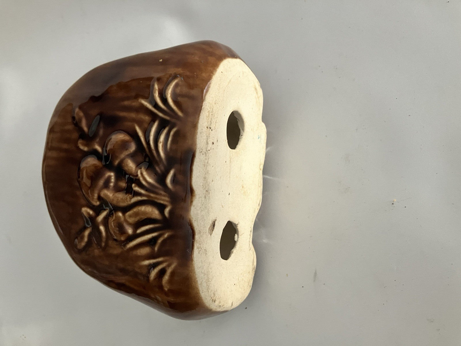 Vintage Ceramic Hand Painted Mushroom Napkin Holder Mid Century Modern