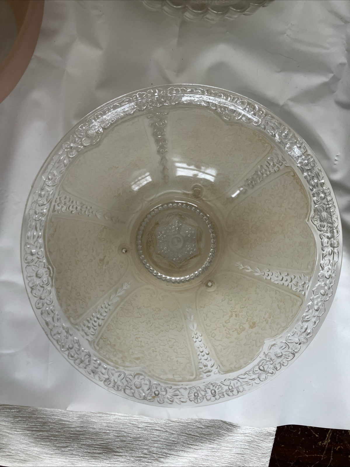 1920 Antique Embossed Floral Star Paneled Hanging Ceiling Chandelier Light Shade