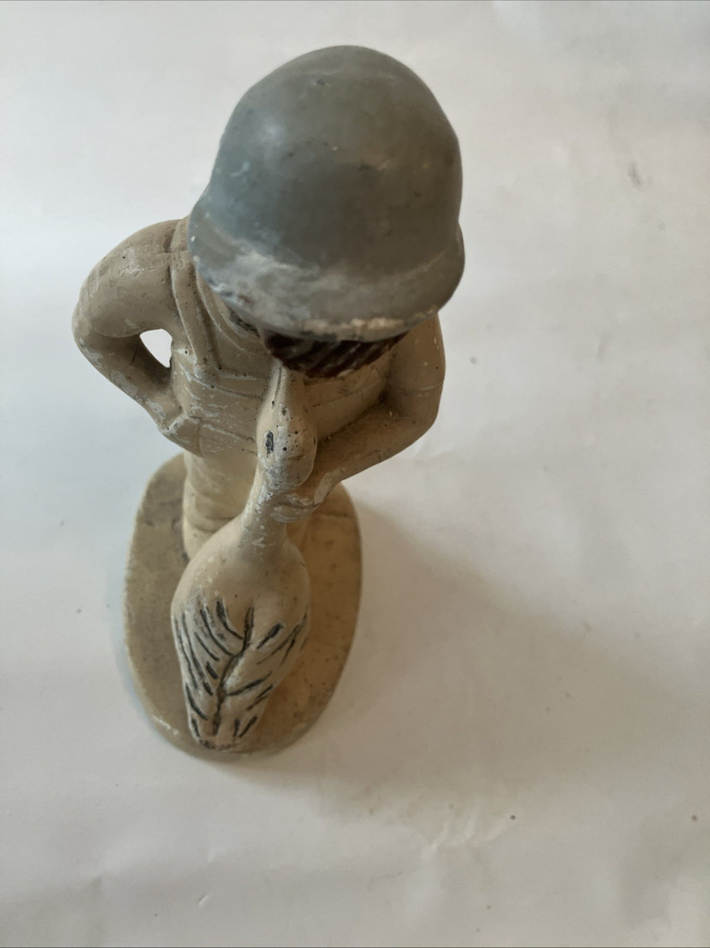 Vintage Chalk Ware Plaster Boy & A Goose Figurine, 7” Tall