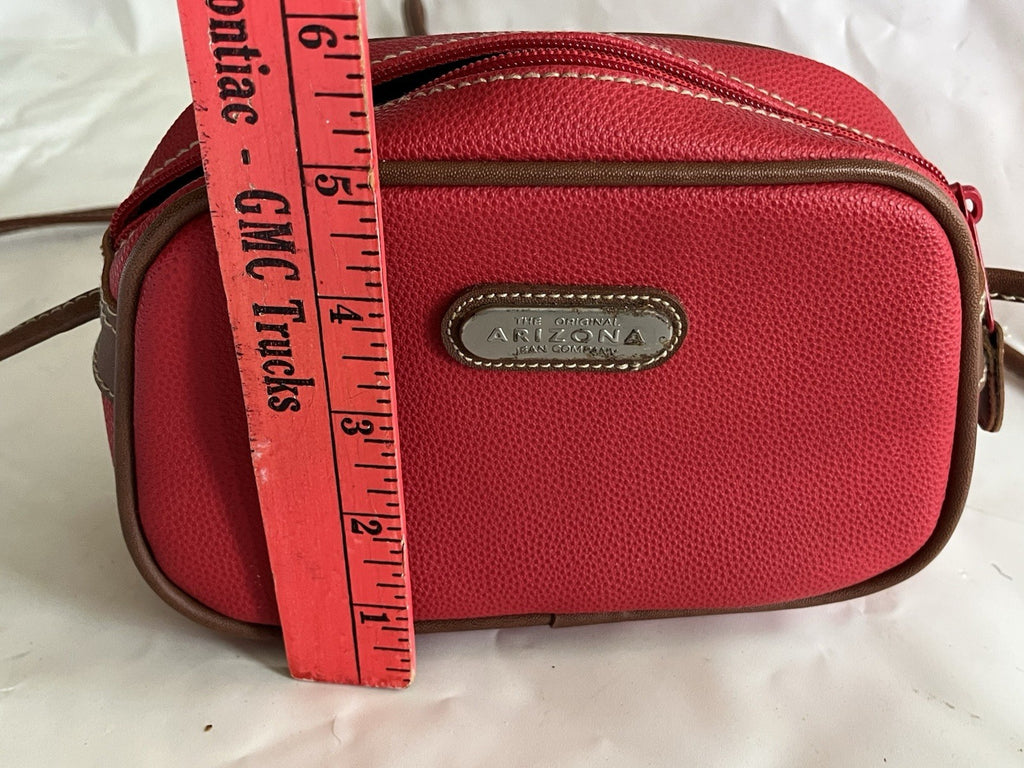 Arizona Jean Co. Red Faux Leather With Brown Details Crossbody Purse