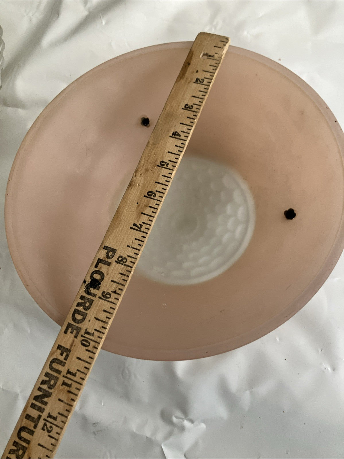 Vintage Hanging 3 Chain Ceiling Light Lamp Shade 10" Frosted Pink Glass Ribbed
