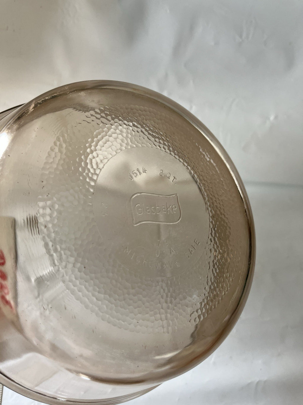 Vintage Glasbake Jeanette Iridescent J514 2 Qt Casserole W Woven Carrier Basket