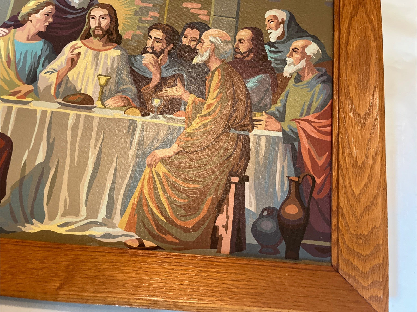 Vintage Paint By Numbers 21x27” “Last Supper” Framed Painting