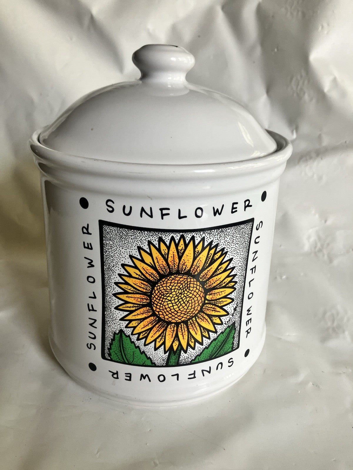 1990’s Vintage Keri Sutter My Garden Sunflower Large Canister W/ Airtight Lid