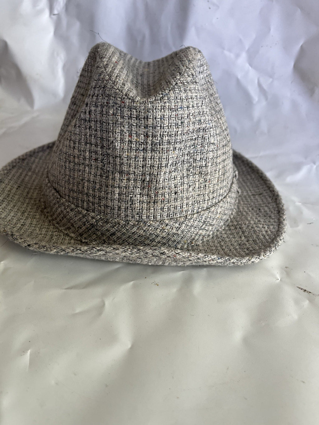 Vintage Men’s Adam Tweed Fedora Hat; 7-71/8 Medium Grey/tan Tweed Tone