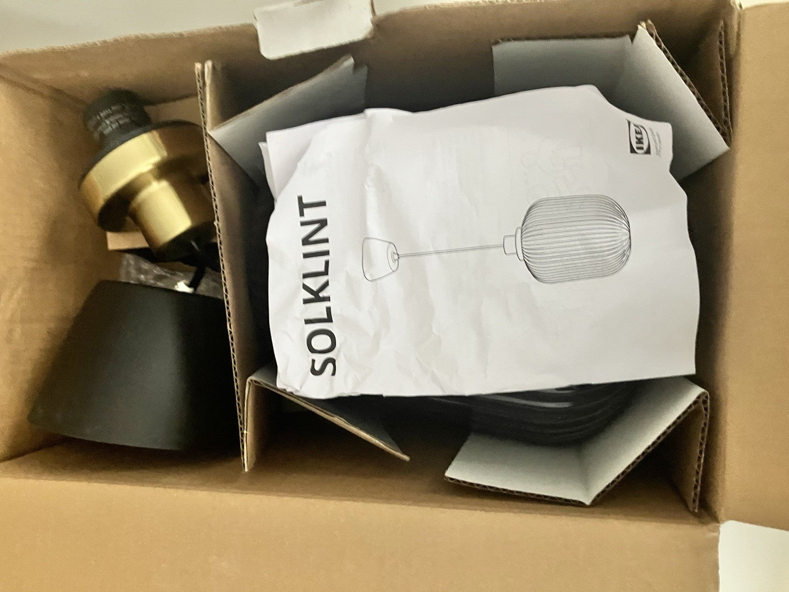New! IKEA Solklint Hanging Light Gold Finish; New Open Box; Complete