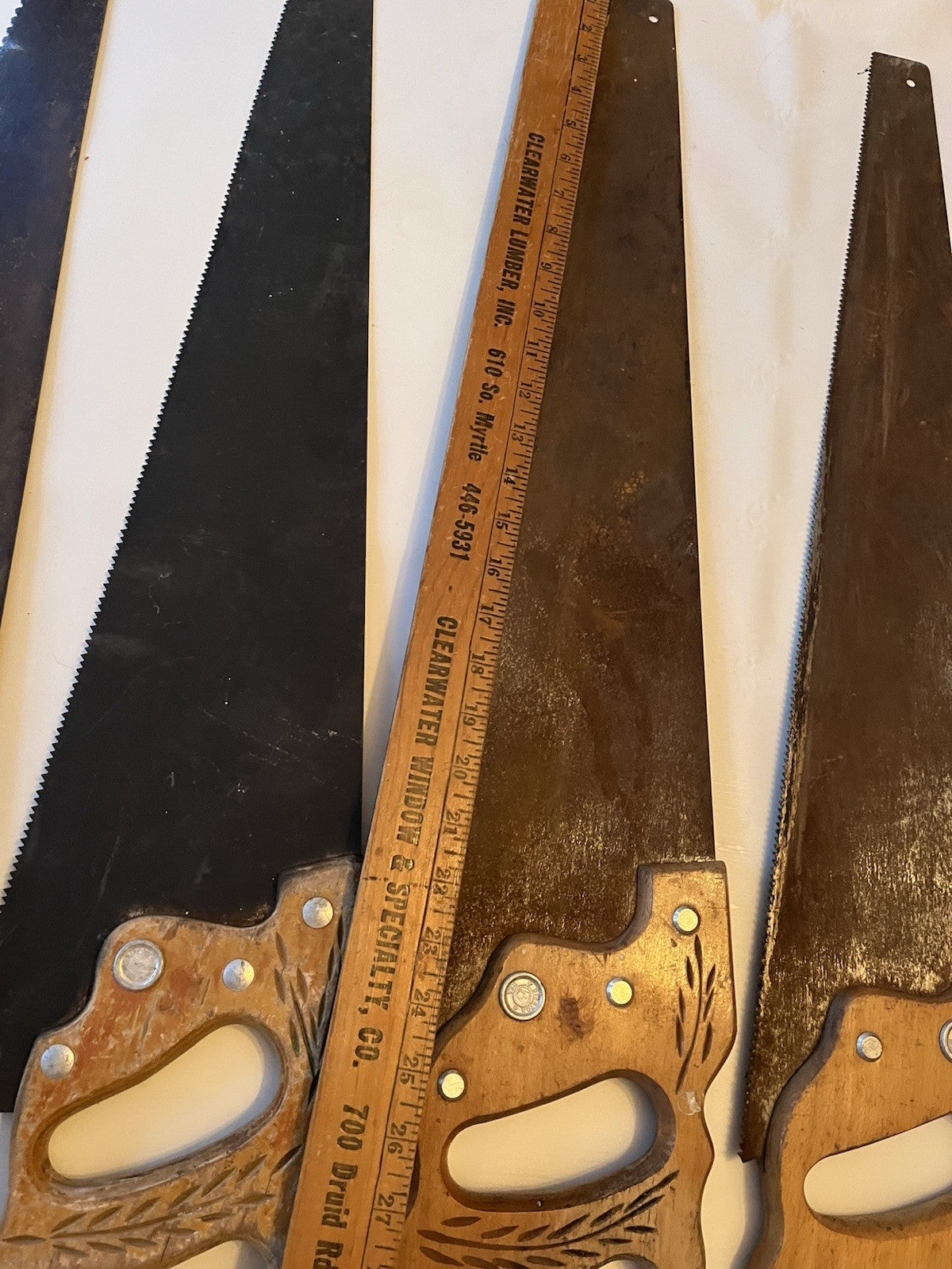 4-Antique Disston&Sons (3) /other Hand Saws; Wheat Engraving 26-28” Saws