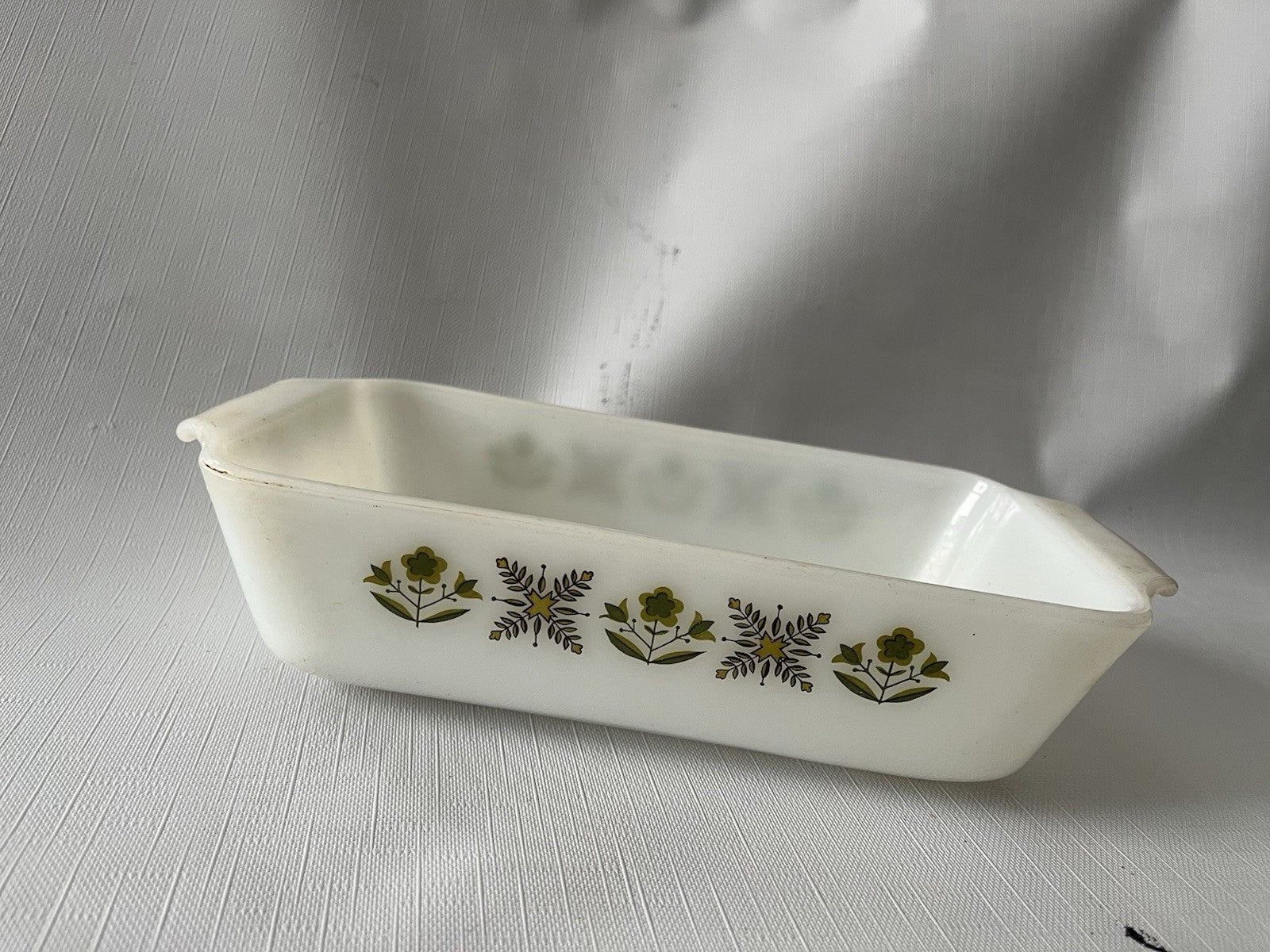 Vintage Anchor Hocking Fire king Green Meadow Soup Bowls/Bread Pan