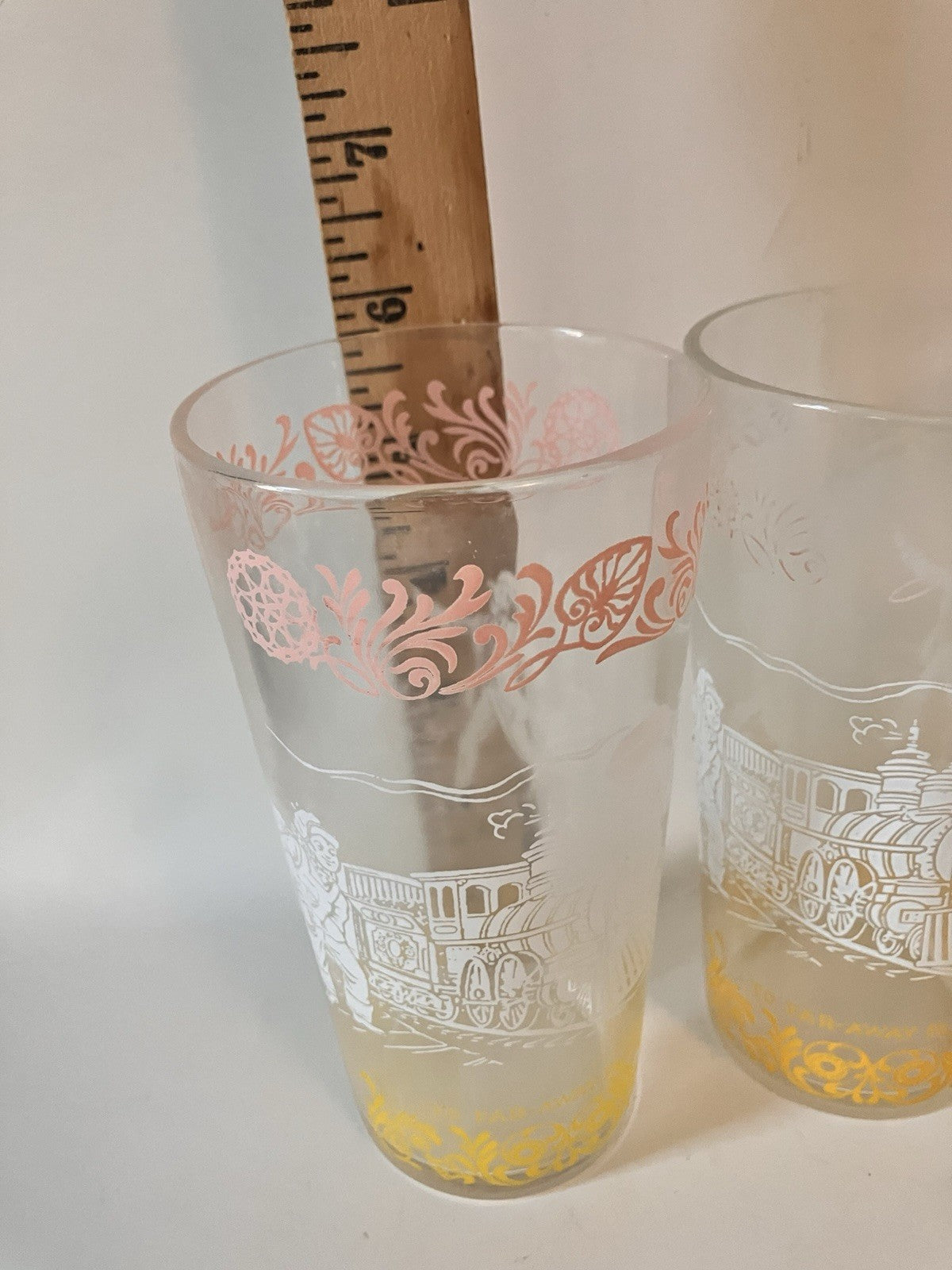 Vintage/MCM  Hazel Atlas Americana Glasses White, Pink And Yellow, Set Of 5