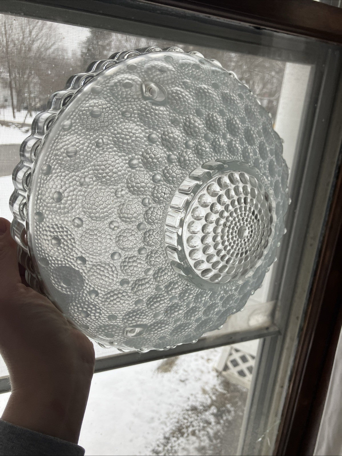 10” White Glass Art Deco Ceiling Light Shade Antique Cover Hobnail Bubble; Clear